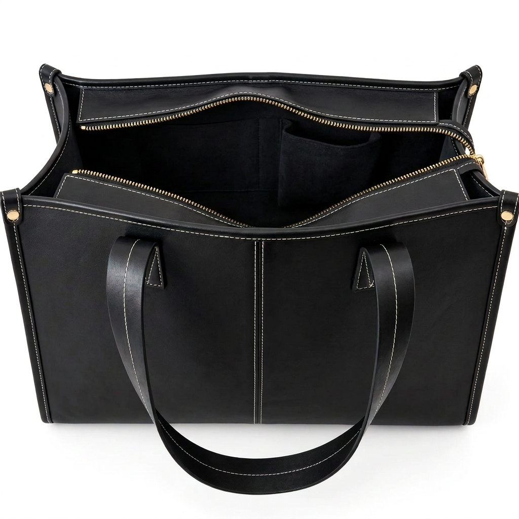 Alba Structured Work Tote Bag – Black