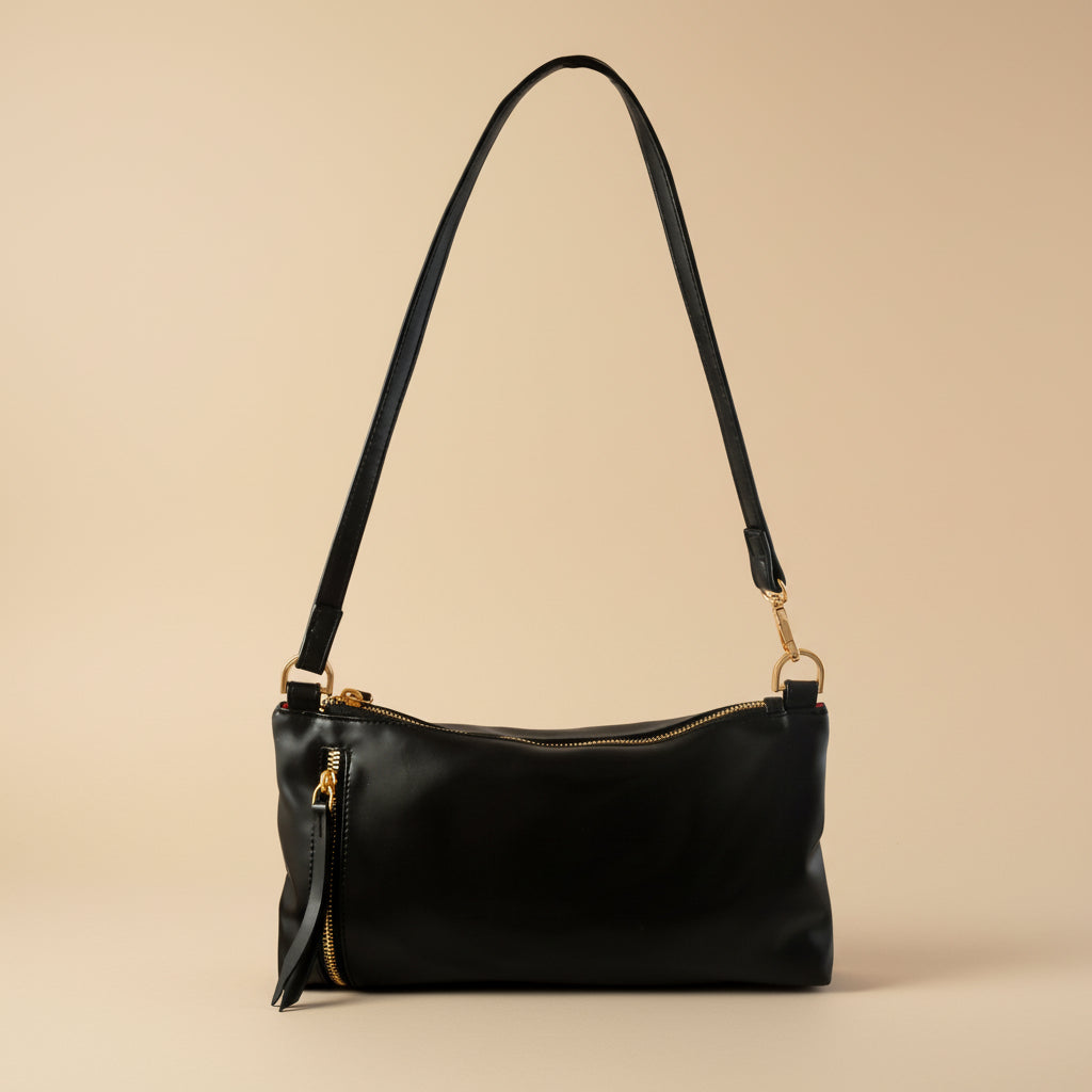 Noir Luxe Shoulder Bag - Black