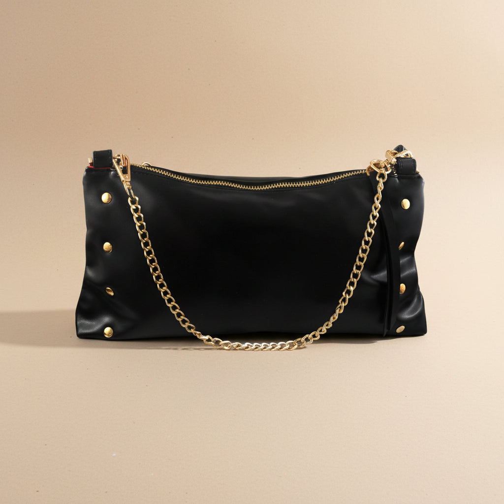 Noir Luxe Shoulder Bag - Black