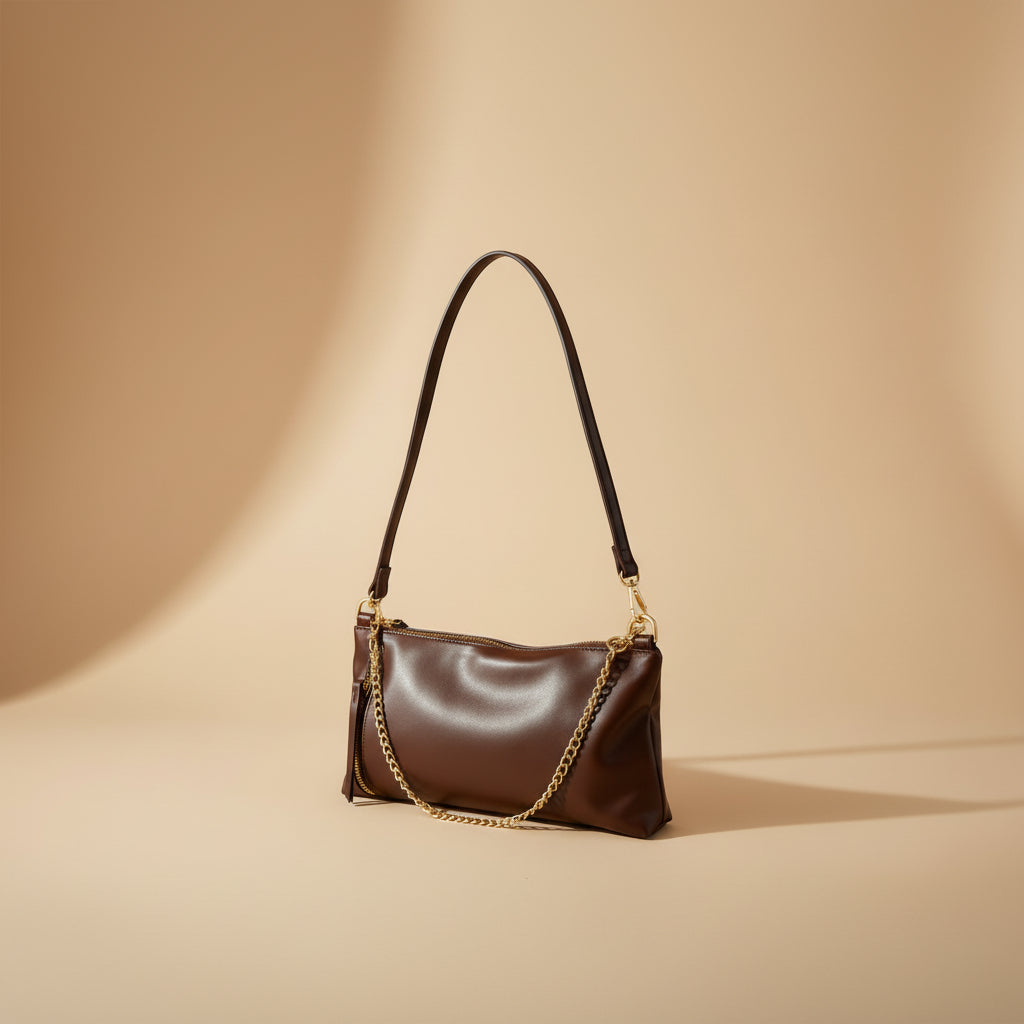Noir Luxe Shoulder Bag - Brown