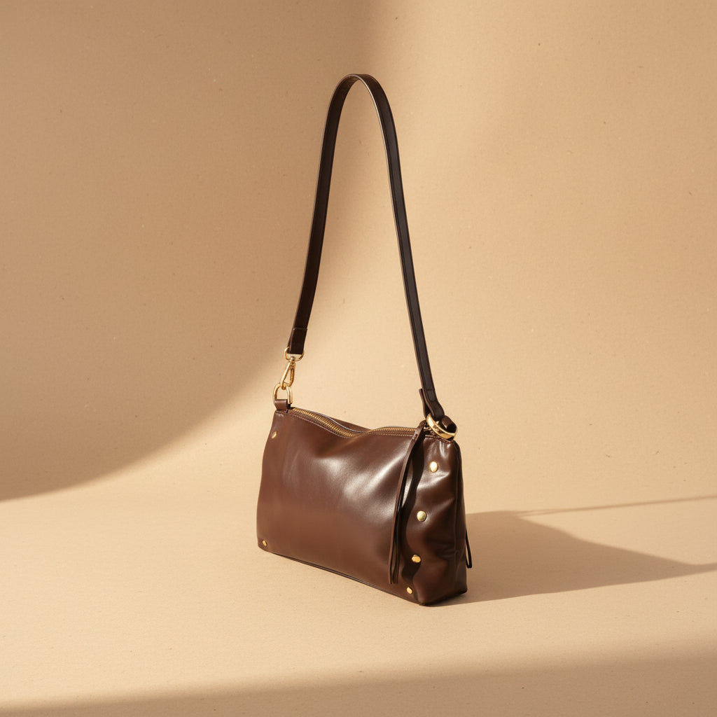 Noir Luxe Shoulder Bag - Brown
