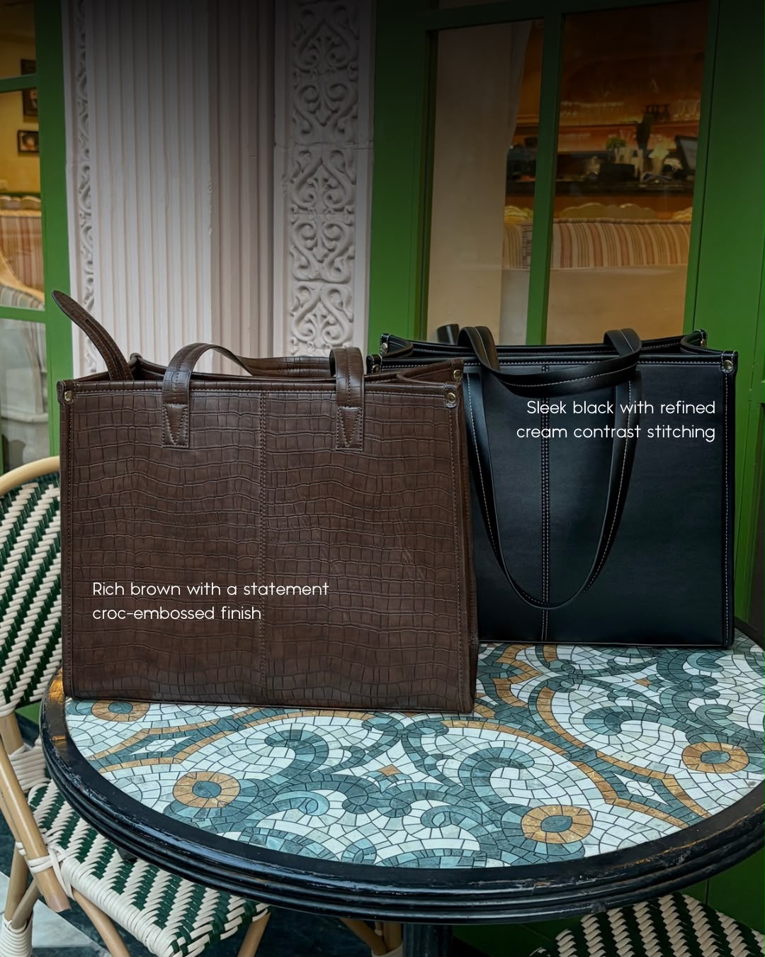 Alba Structured Work Tote – Chocolate Brown
