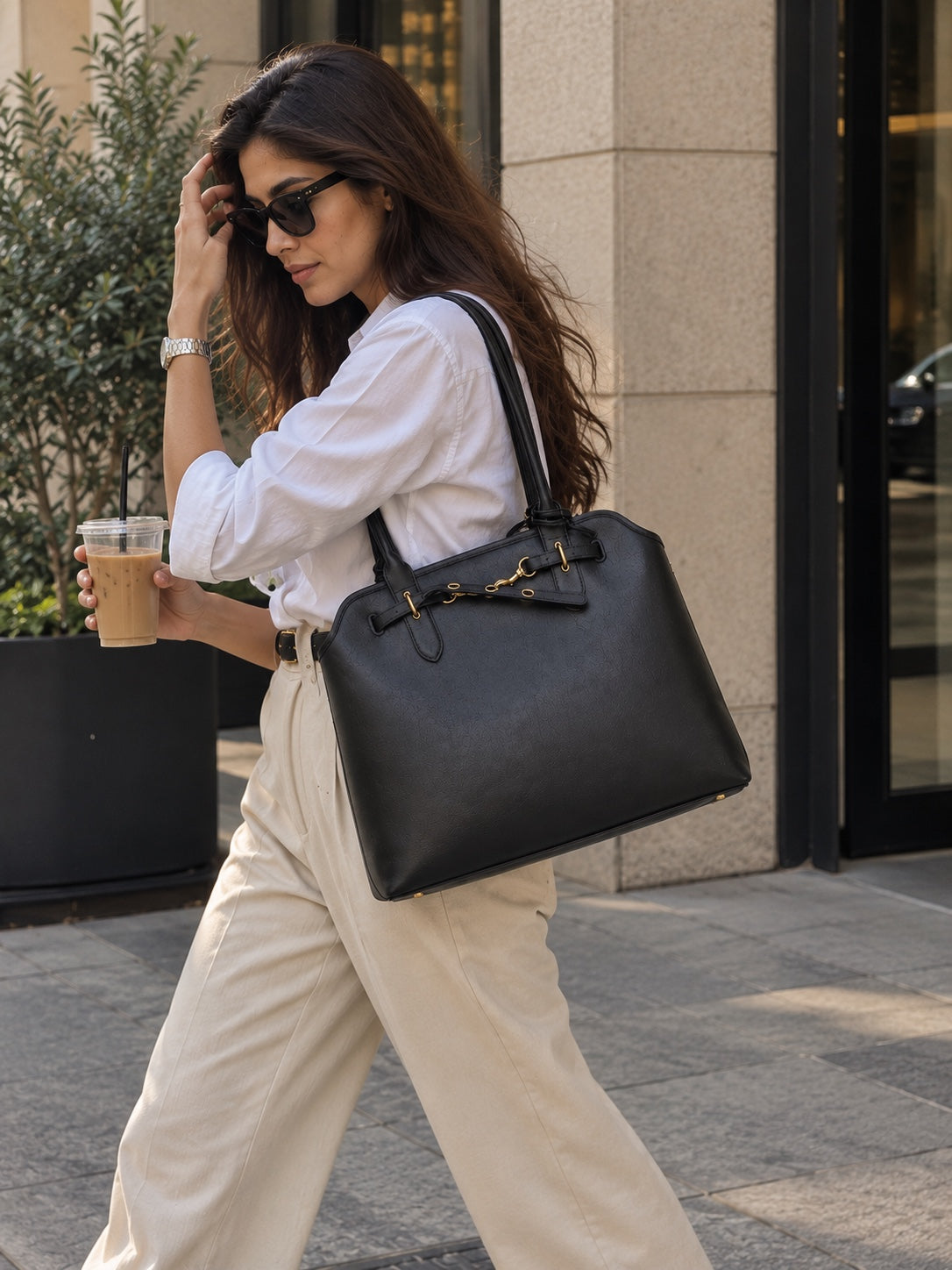 Auri Structured Work Tote – Laptop Bag Black