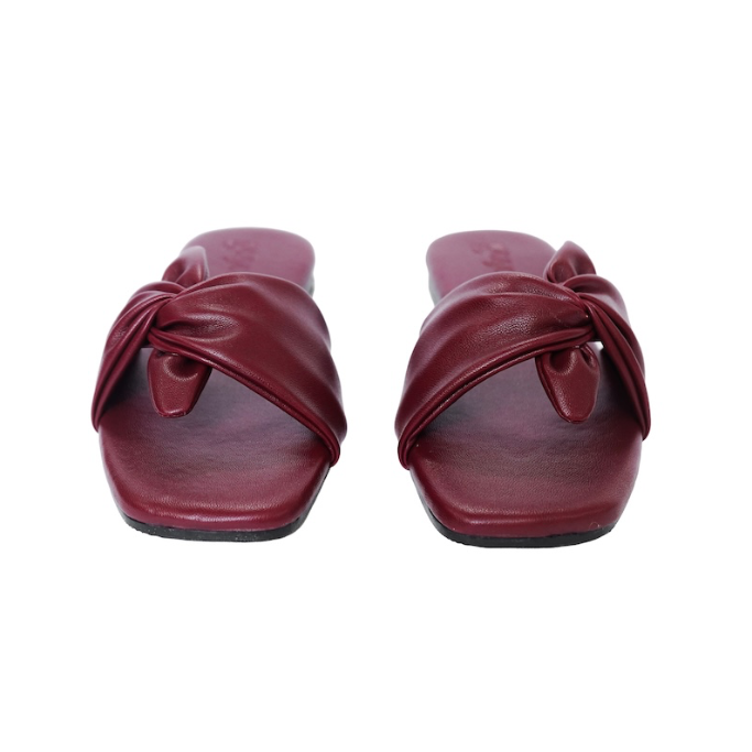 Nola Bow Flats Maroon