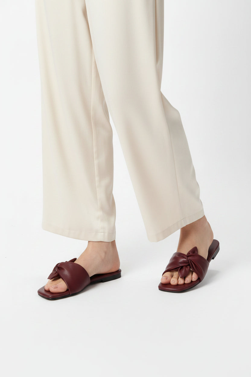 Nola Bow Flats Maroon
