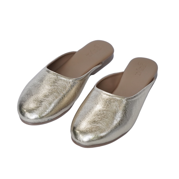 Aura Metallic Mules Gold