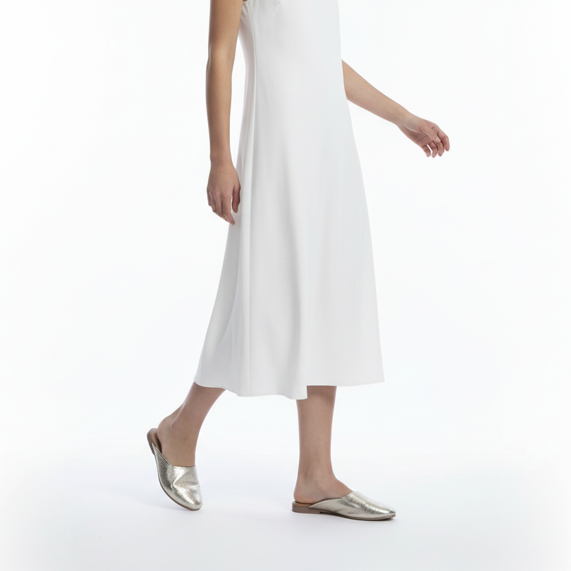 Aura Metallic Mules Gold