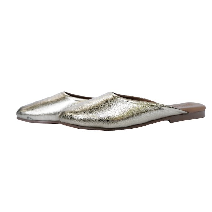 Aura Metallic Mules Gold
