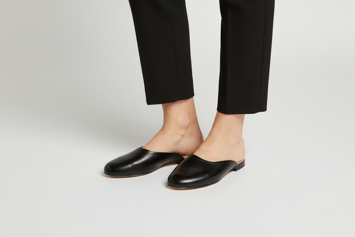 Aura Metallic Mules Black