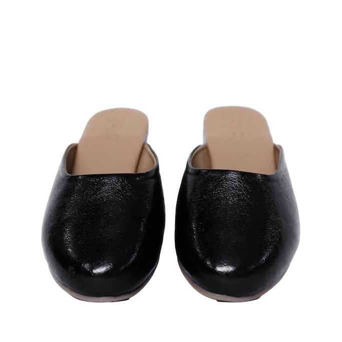 Aura Metallic Mules Black