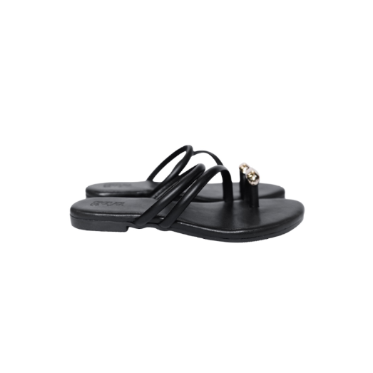 Kiva Toe Ring Flats Black