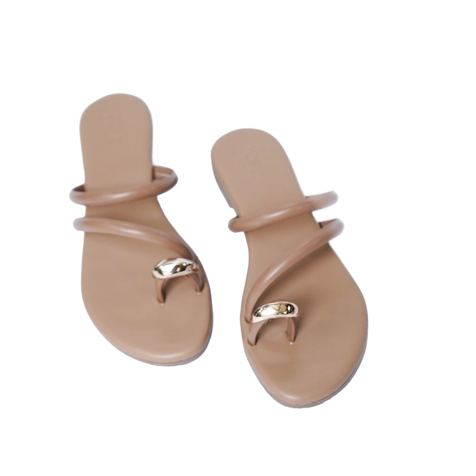 Kiva Toe Ring Flats Beige