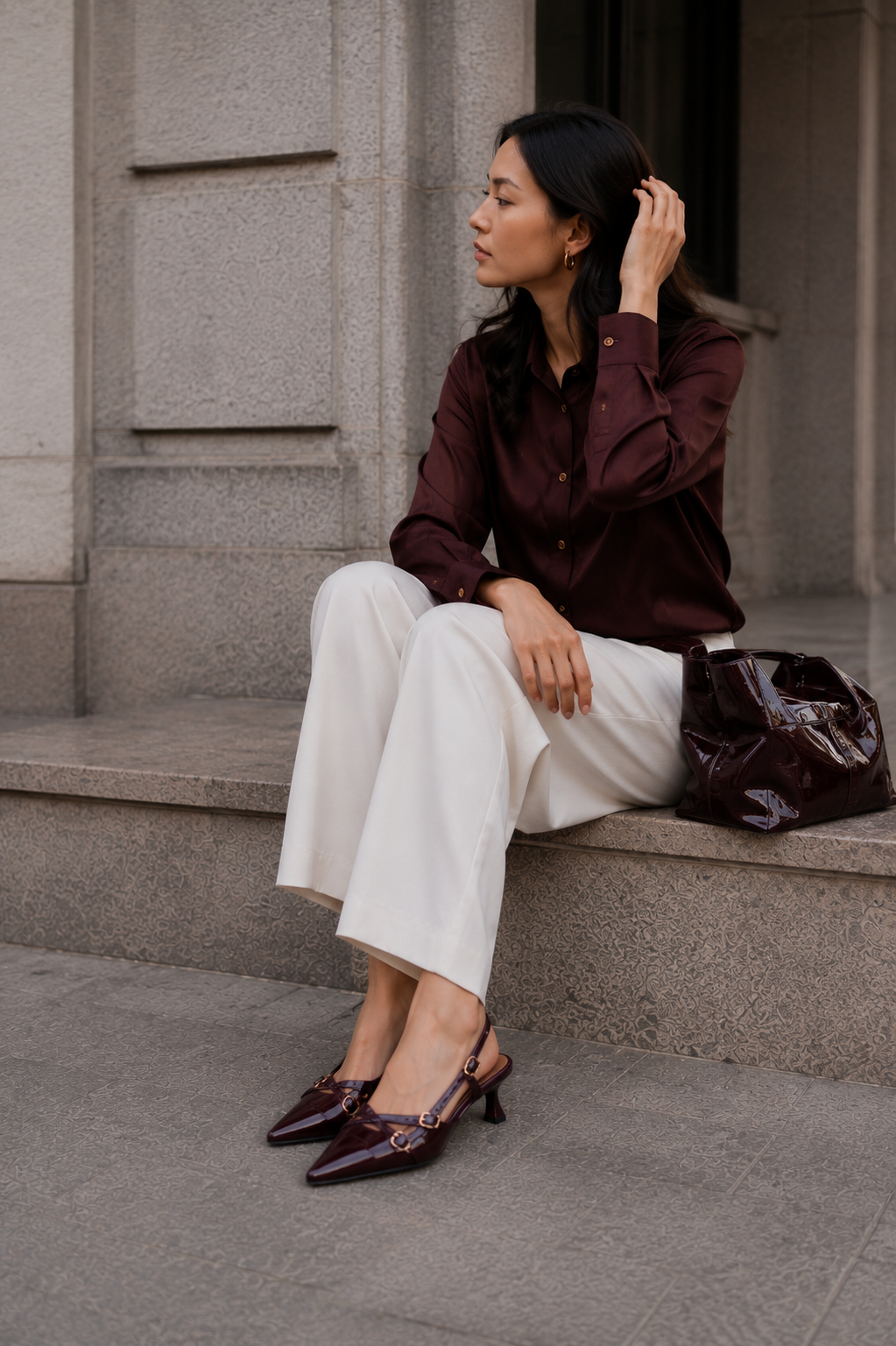 Celeste Slingback heels Maroon