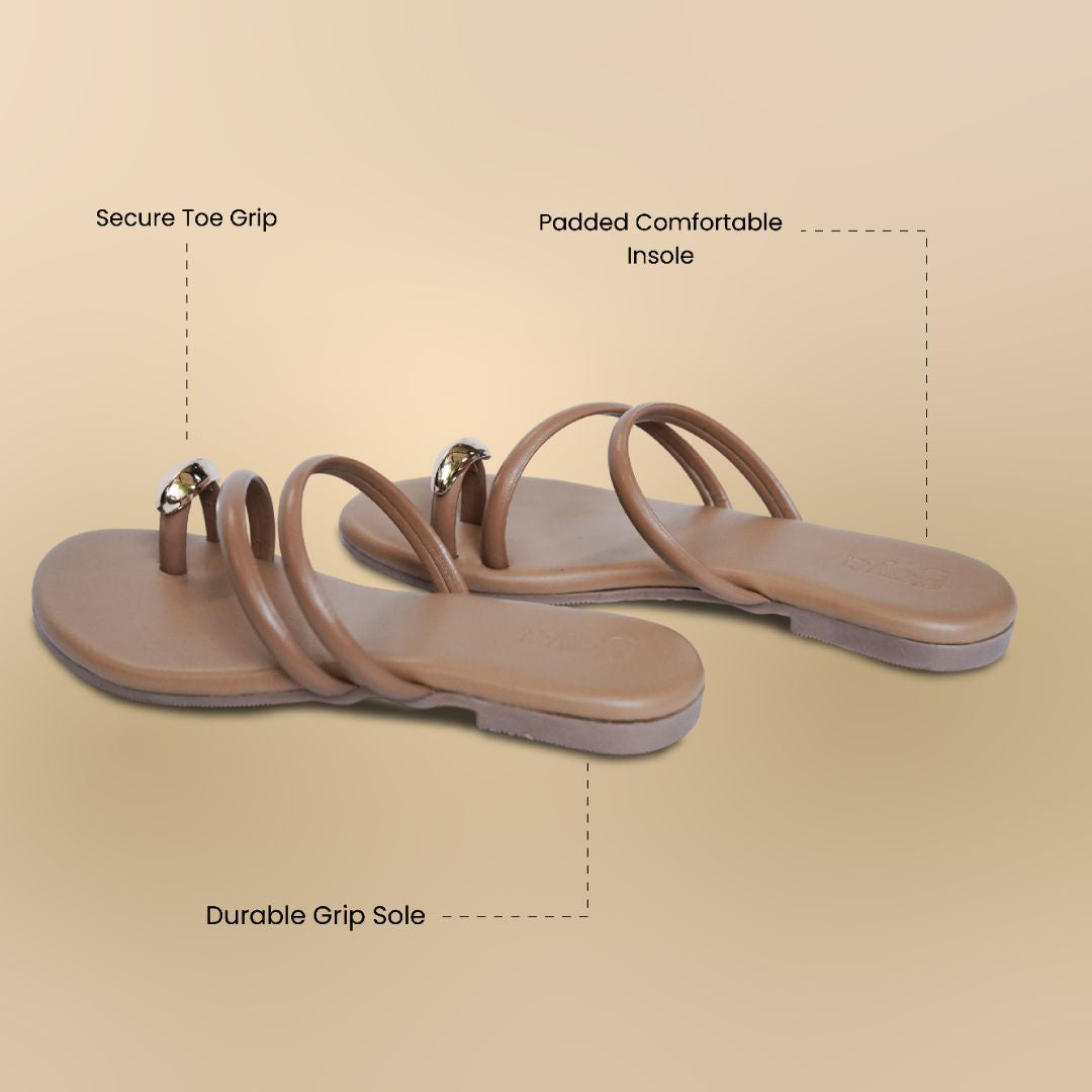 Kiva Toe Ring Flats Beige