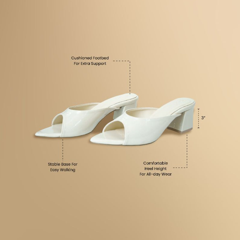 Sora Heels Cream Cushioned Block Heels for All-Day Office Comfort