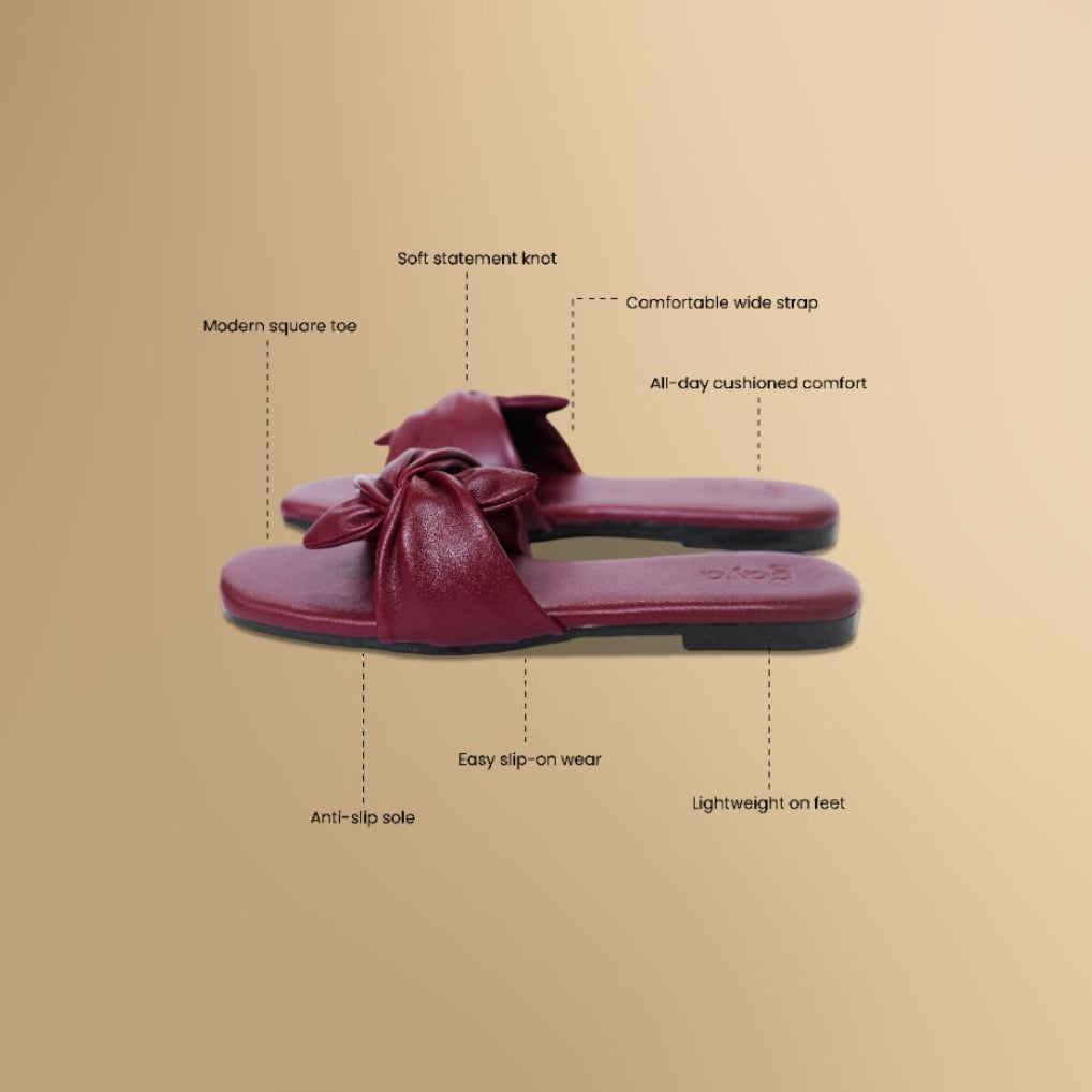 Nola Bow Flats Maroon