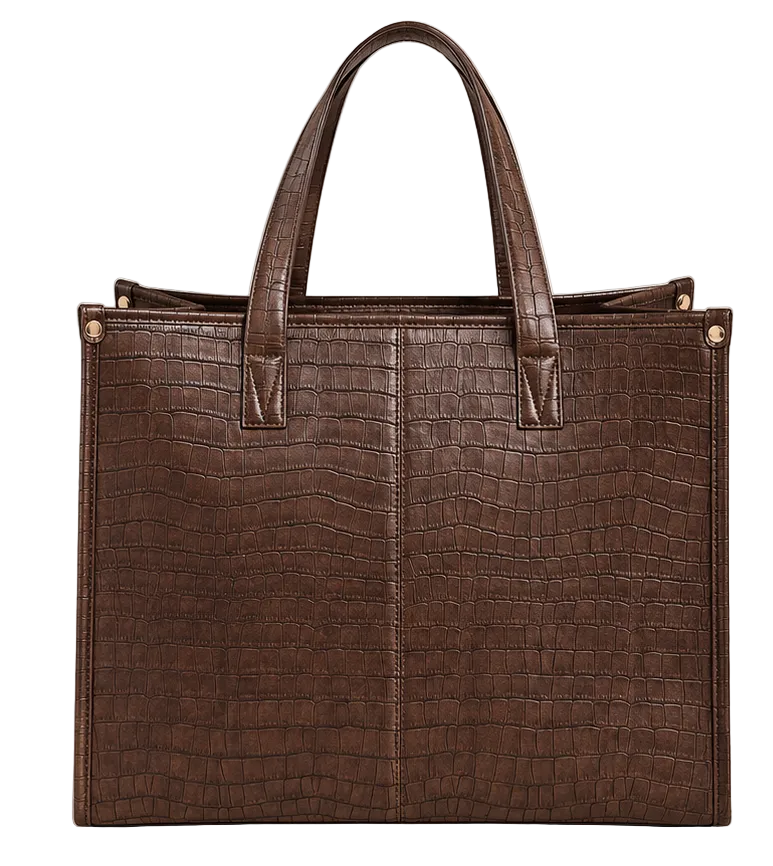 Alba Structured Work Tote – Chocolate Brown