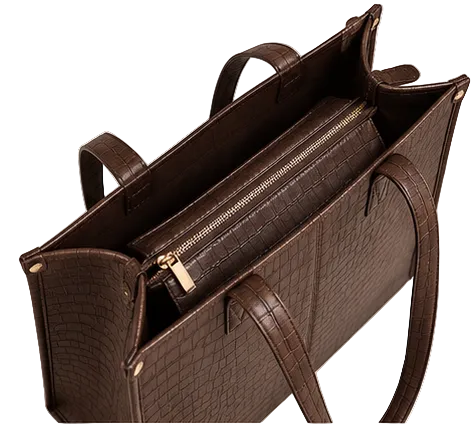 Alba Structured Work Tote – Chocolate Brown