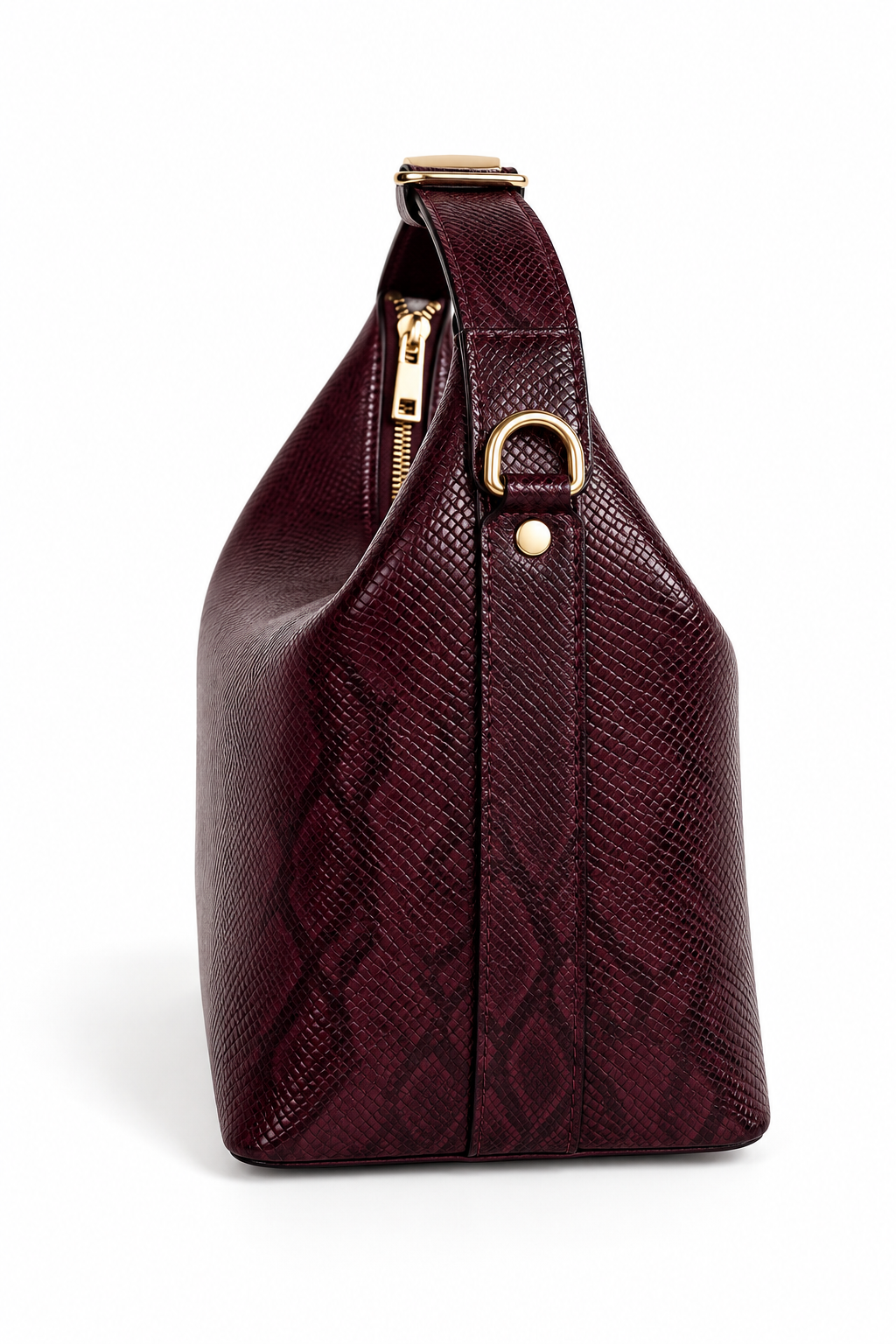 Noa Sculpted Mini Bag – Maroon Python