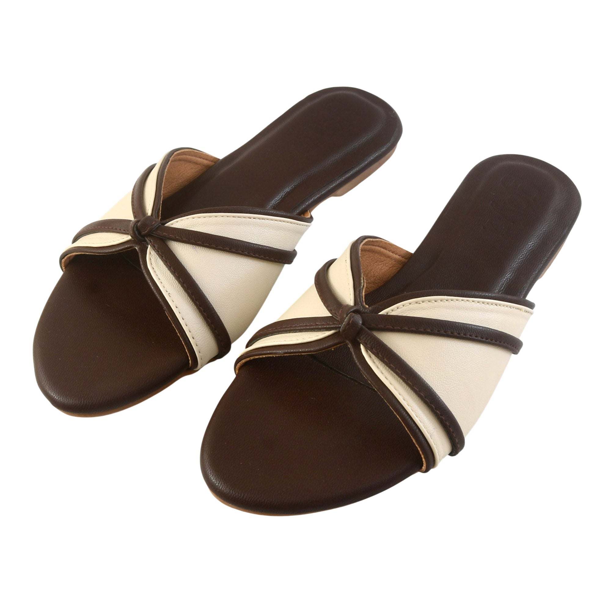 Noir Classic Slide Flats Cream