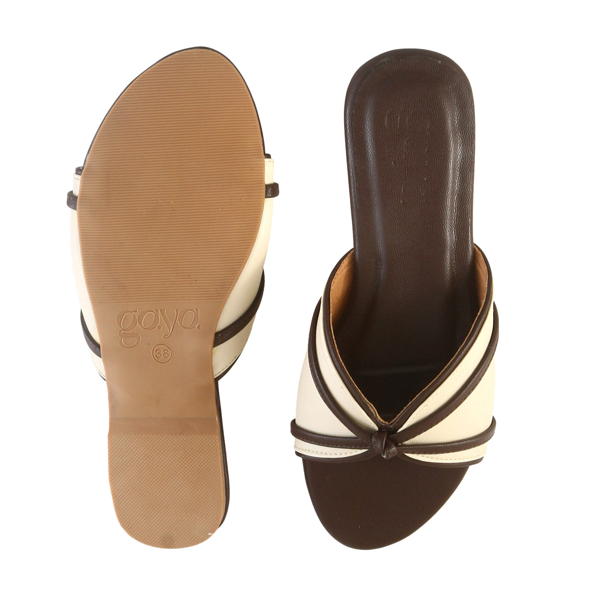 Noir Classic Slide Flats Cream