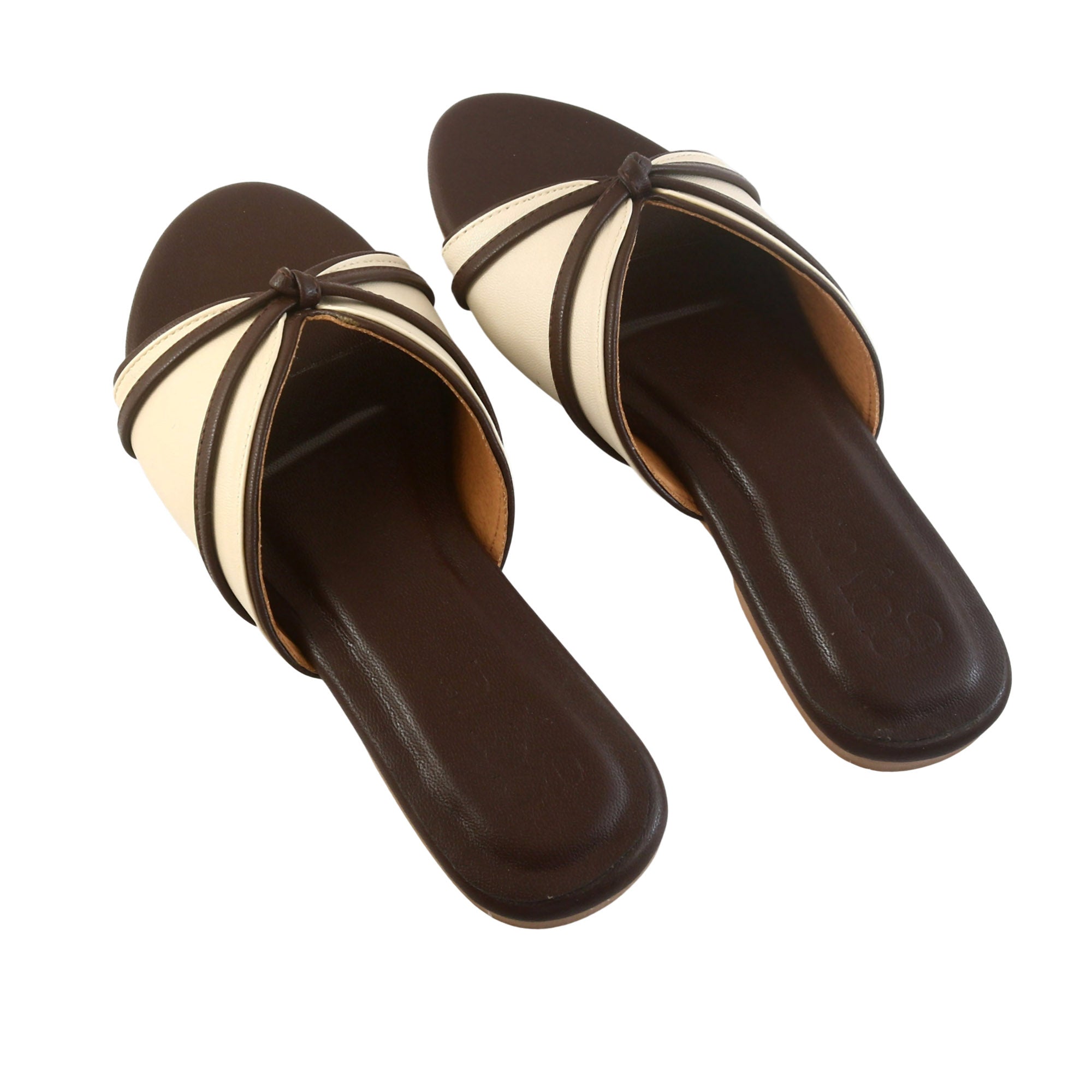 Noir Classic Slide Flats Cream