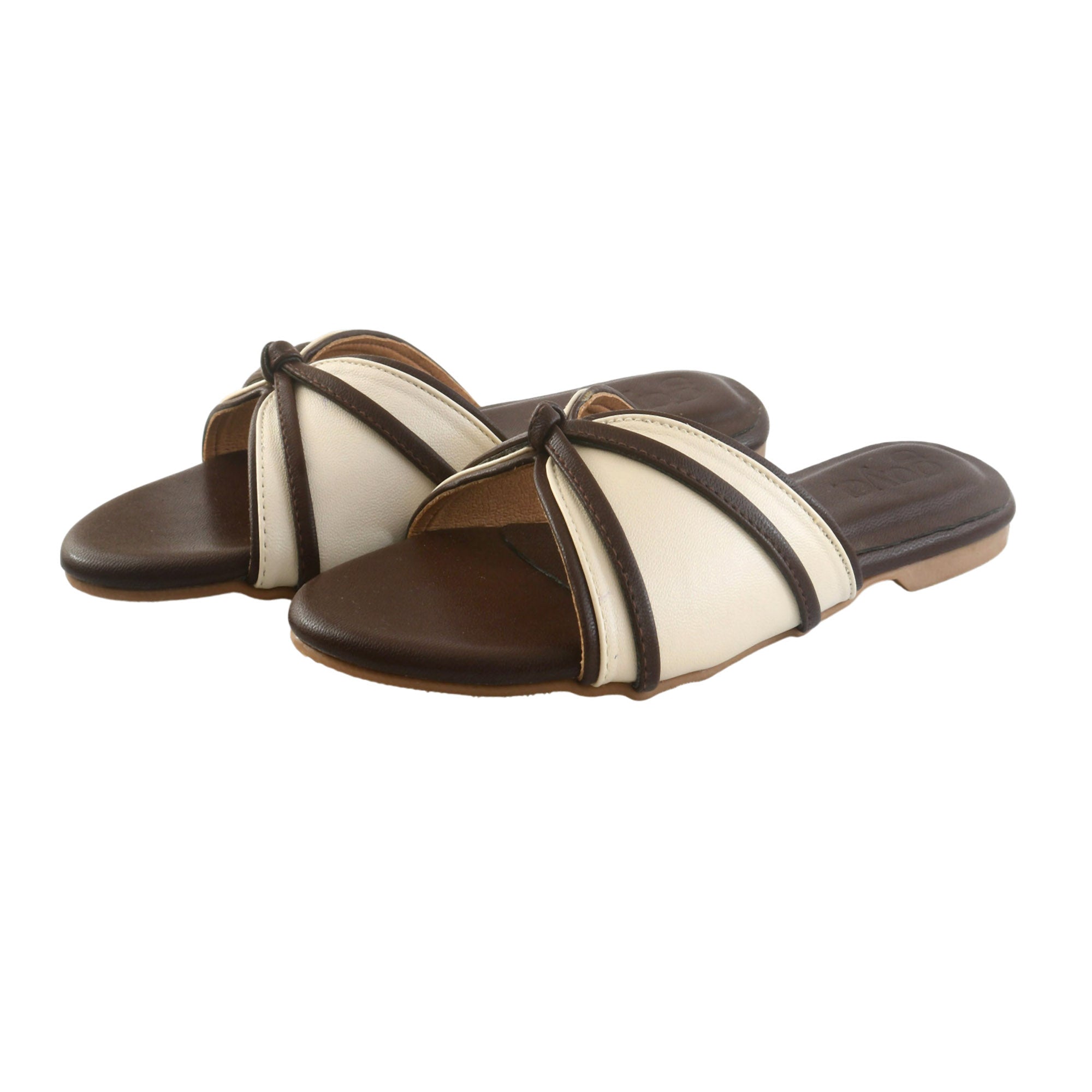 Noir Classic Slide Flats Cream