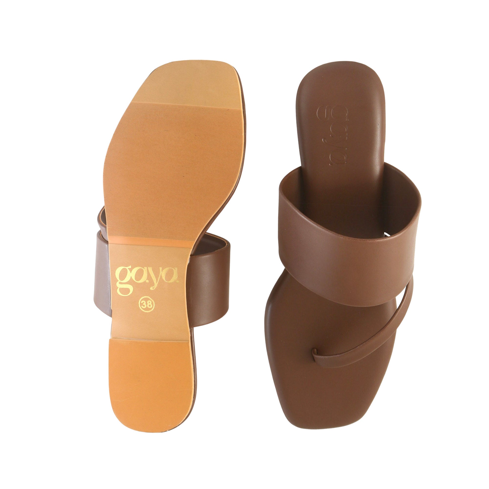 Ease Toe-Loop Slide Flats Brown