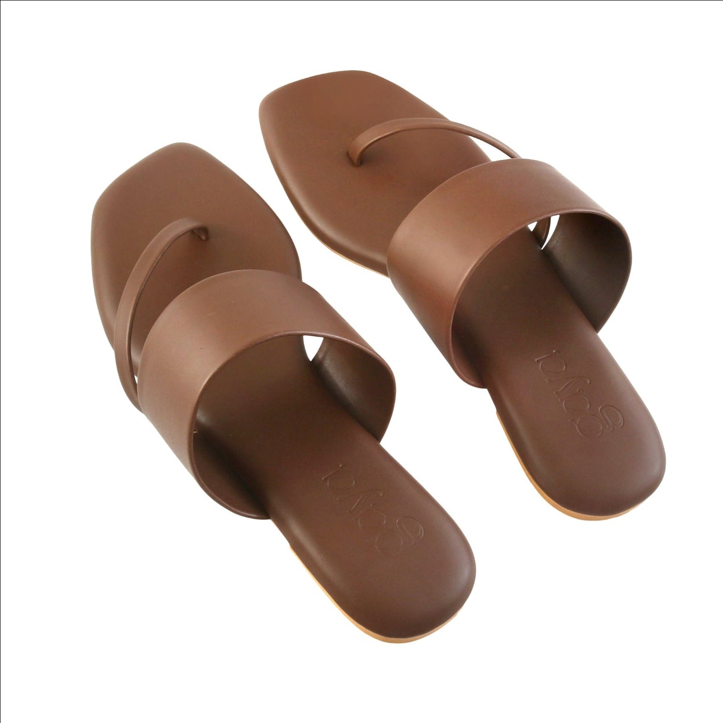 Ease Toe-Loop Slide Flats Brown