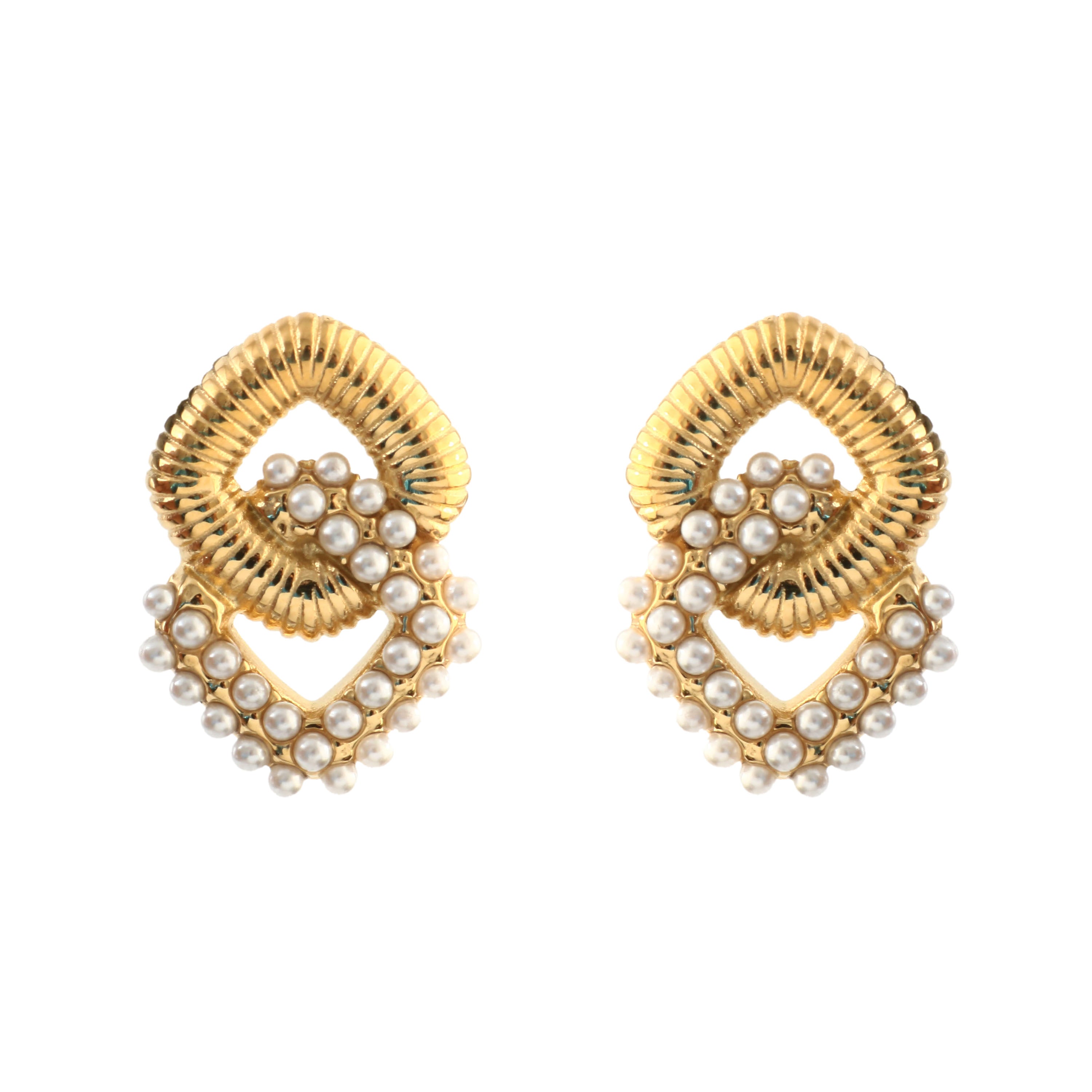 Golden Pearl Knot Earrings