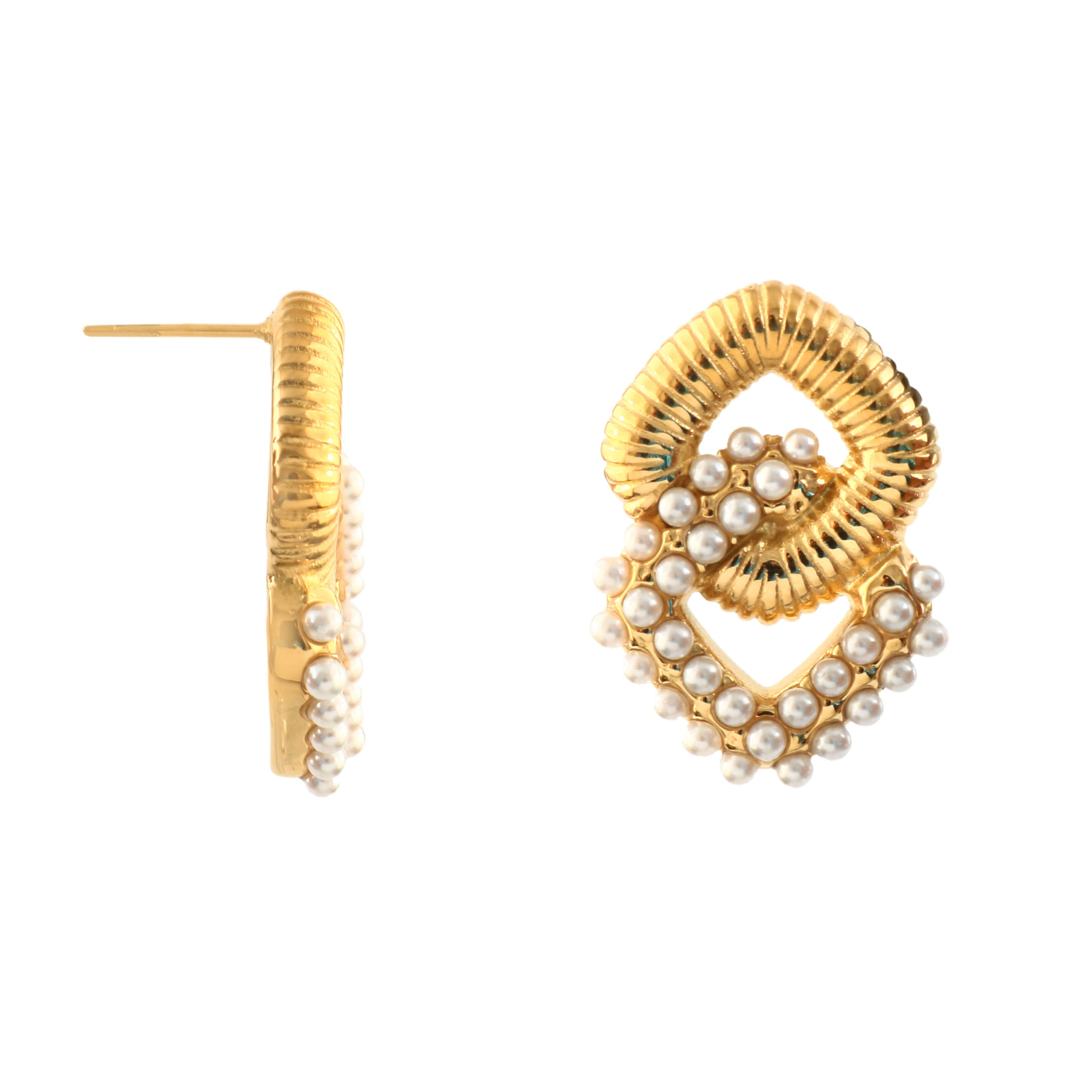 Golden Pearl Knot Earrings
