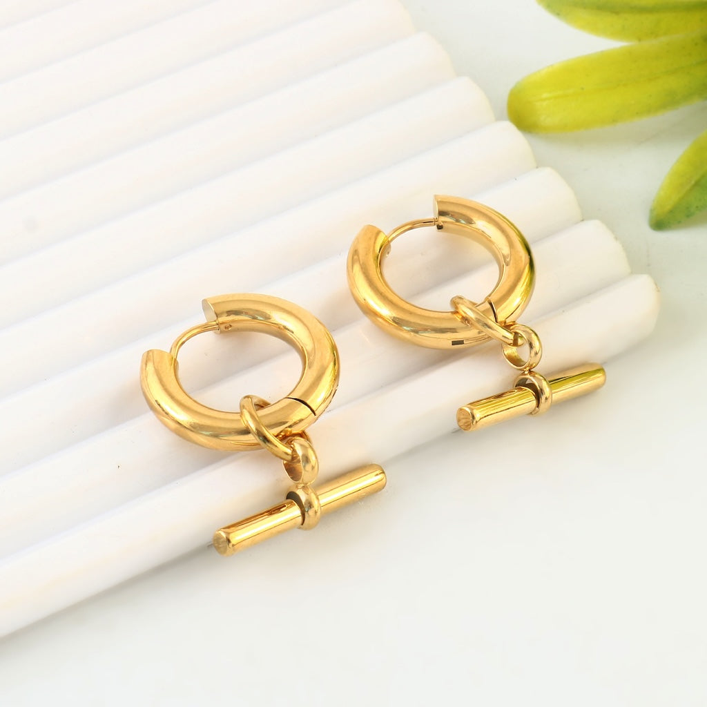 Gold-Plated Geometric Huggie Earrings