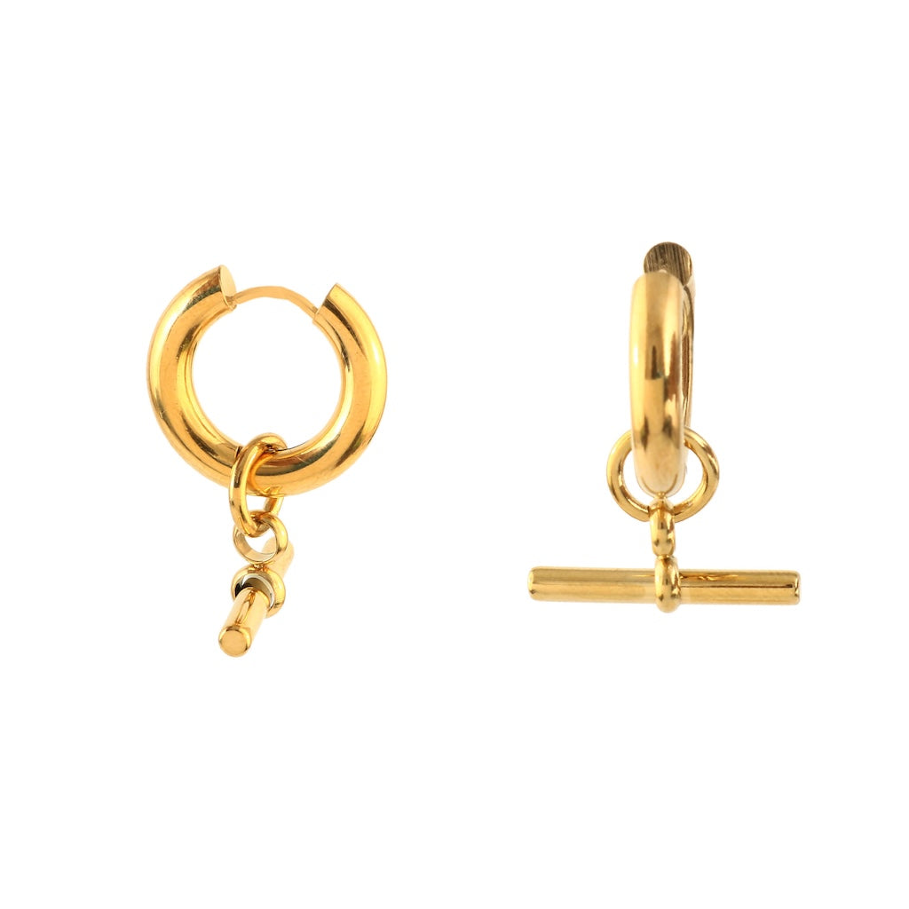 Gold-Plated Geometric Huggie Earrings