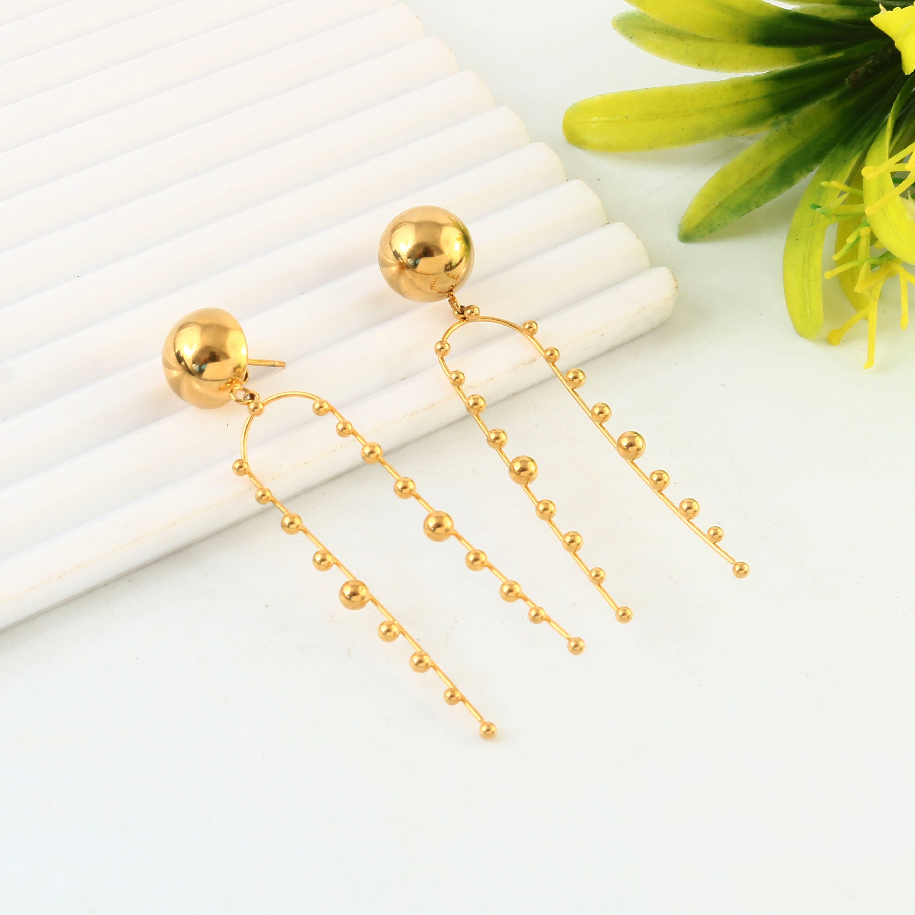 Golden Cascade Drop Earrings – 18K Gold Plated