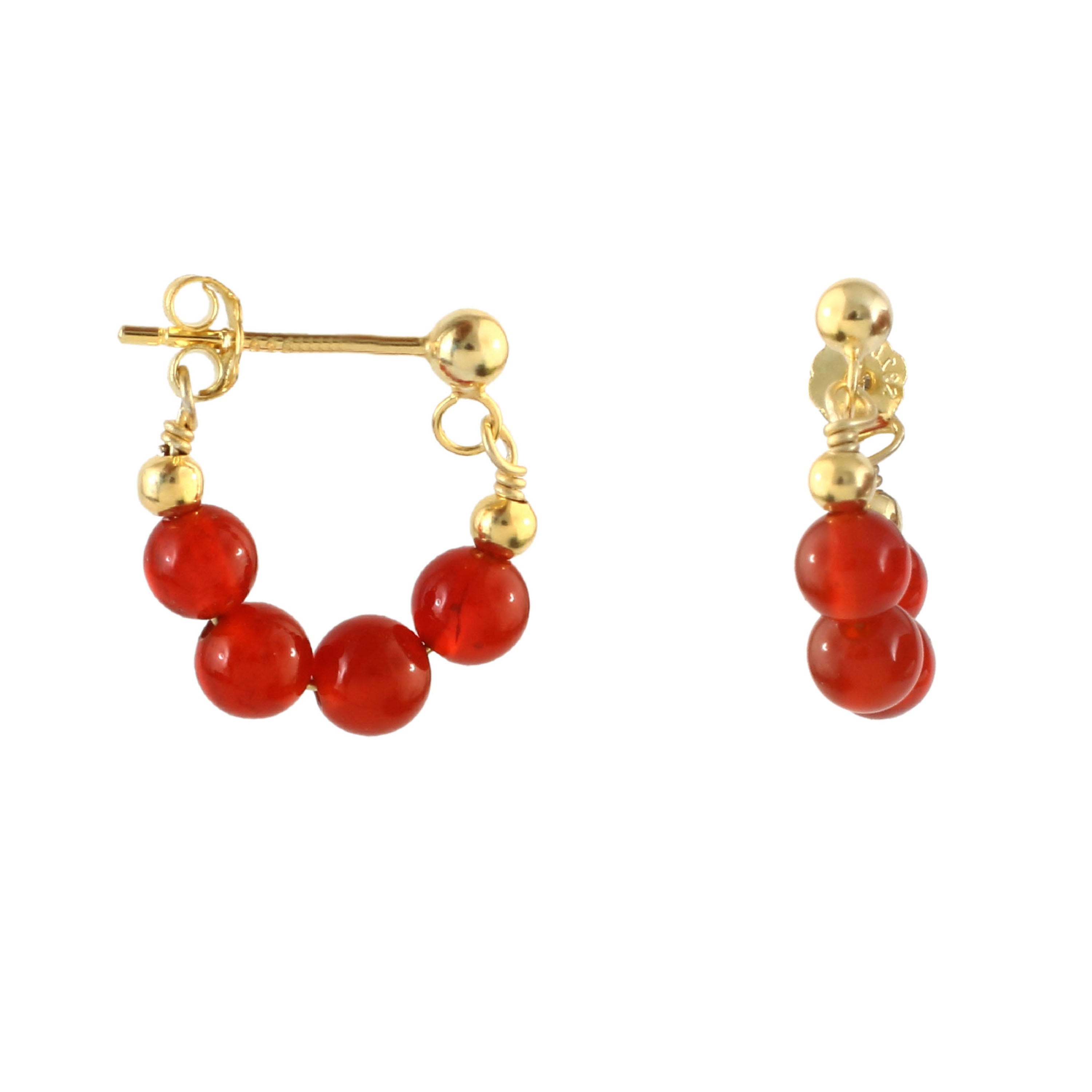 Scarlet Bead Mini Hoops – 18K Gold Plated & Waterproof