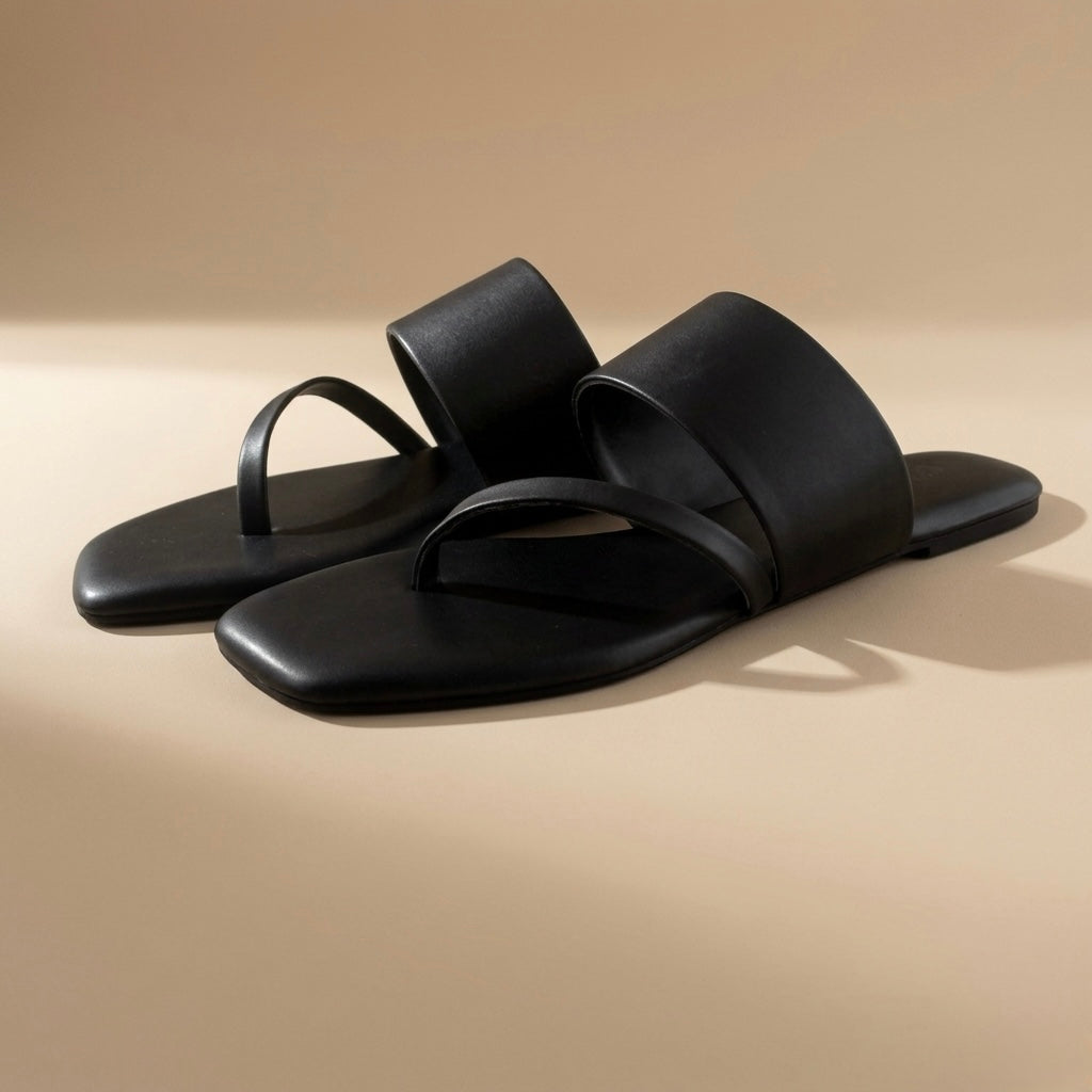 Ease Toe-Loop Slide Flats Black