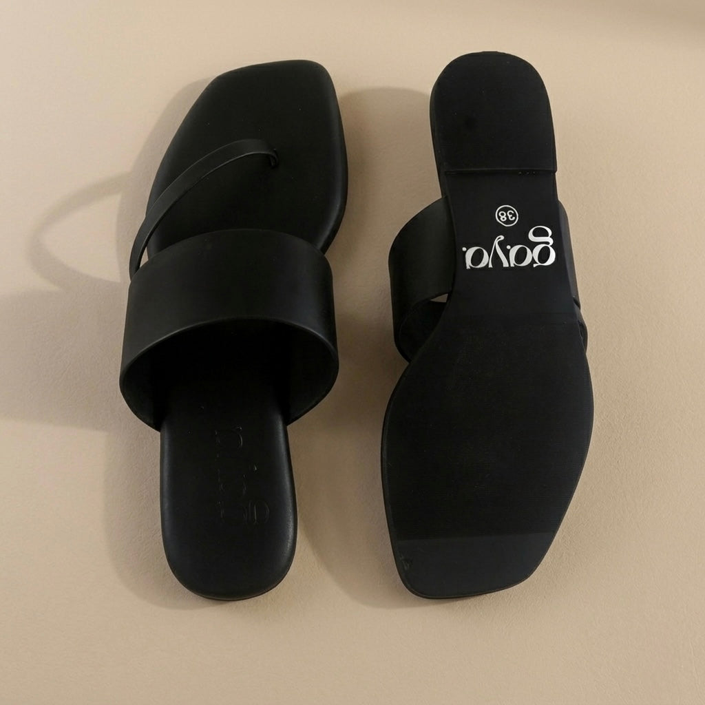 Ease Toe-Loop Slide Flats Black