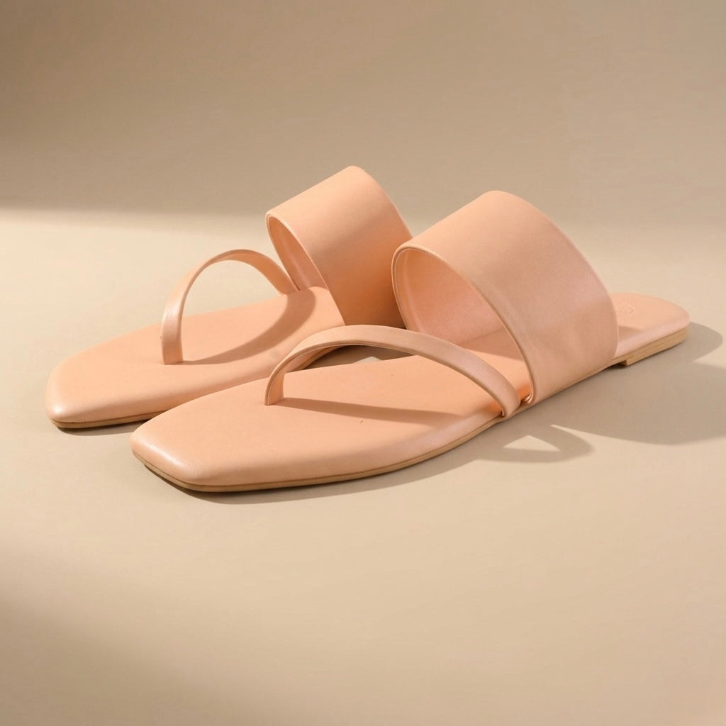 Ease Toe-Loop Slide Flats Peach Nude