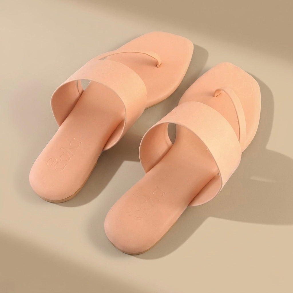 Ease Toe-Loop Slide Flats Peach Nude