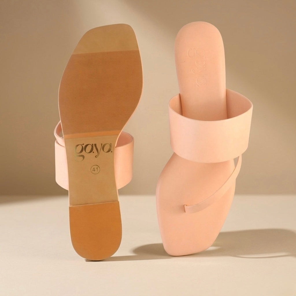Ease Toe-Loop Slide Flats Peach Nude
