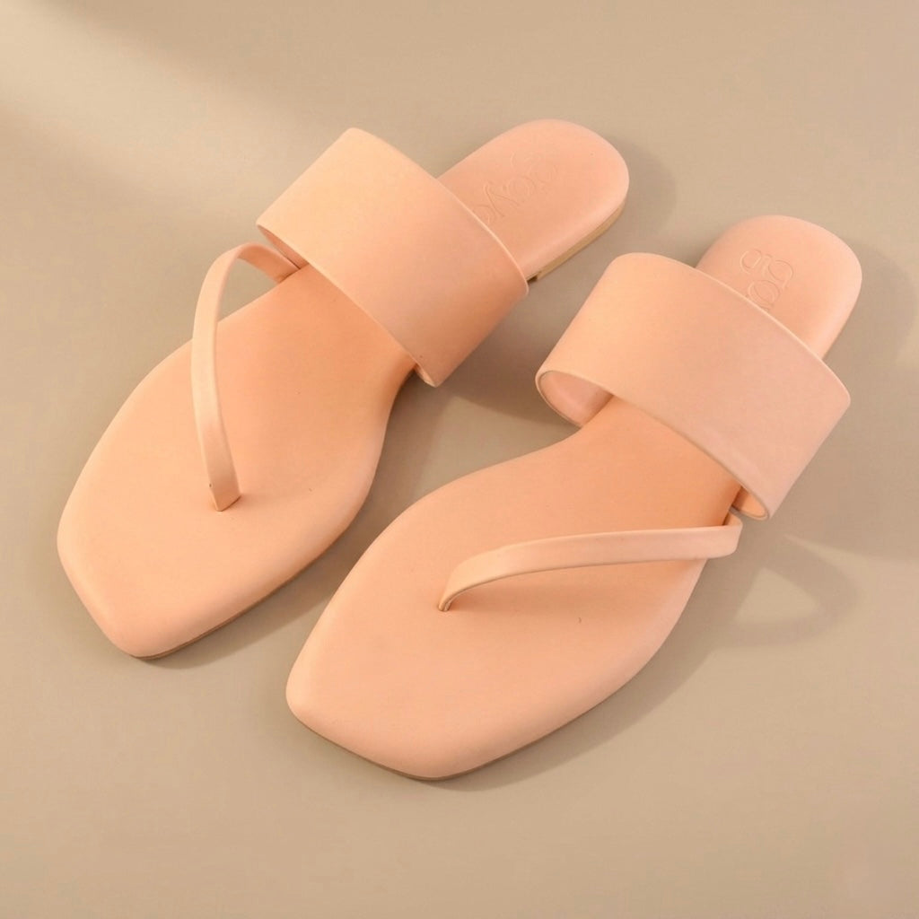 Ease Toe-Loop Slide Flats Peach Nude