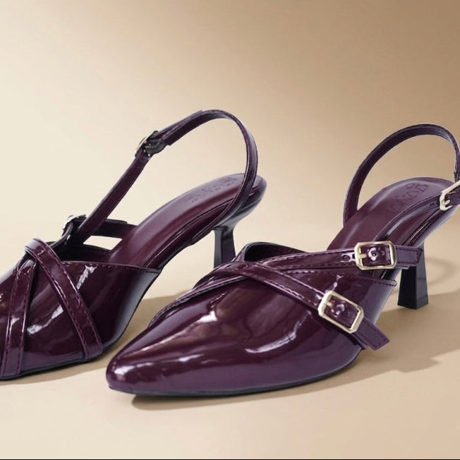 Celeste Slingback heels Maroon