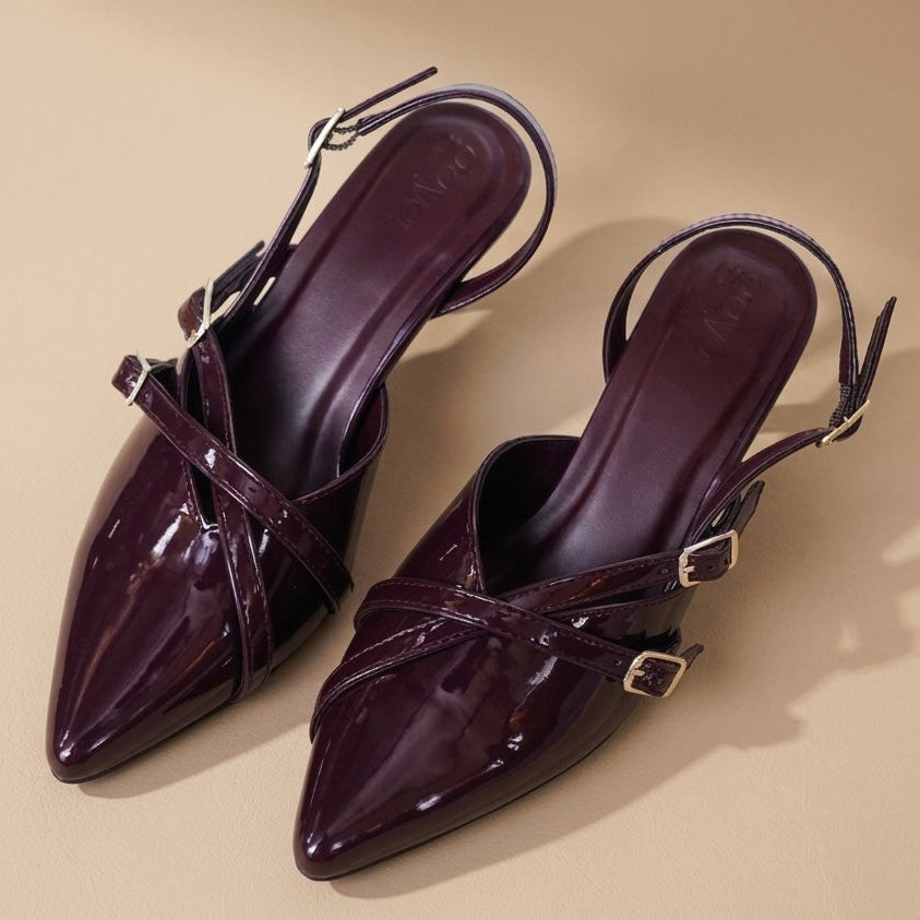 Celeste Slingback heels Maroon