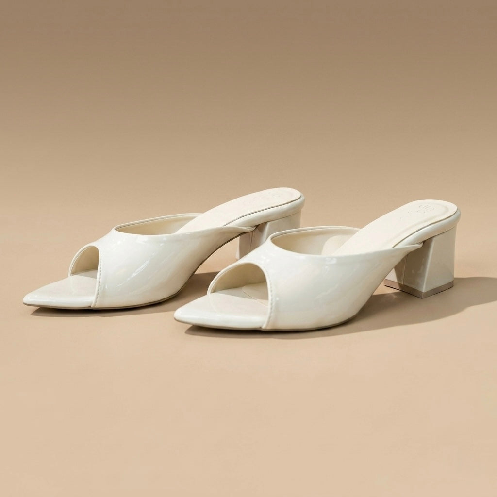 Sora Heels Cream Cushioned Block Heels for All-Day Office Comfort