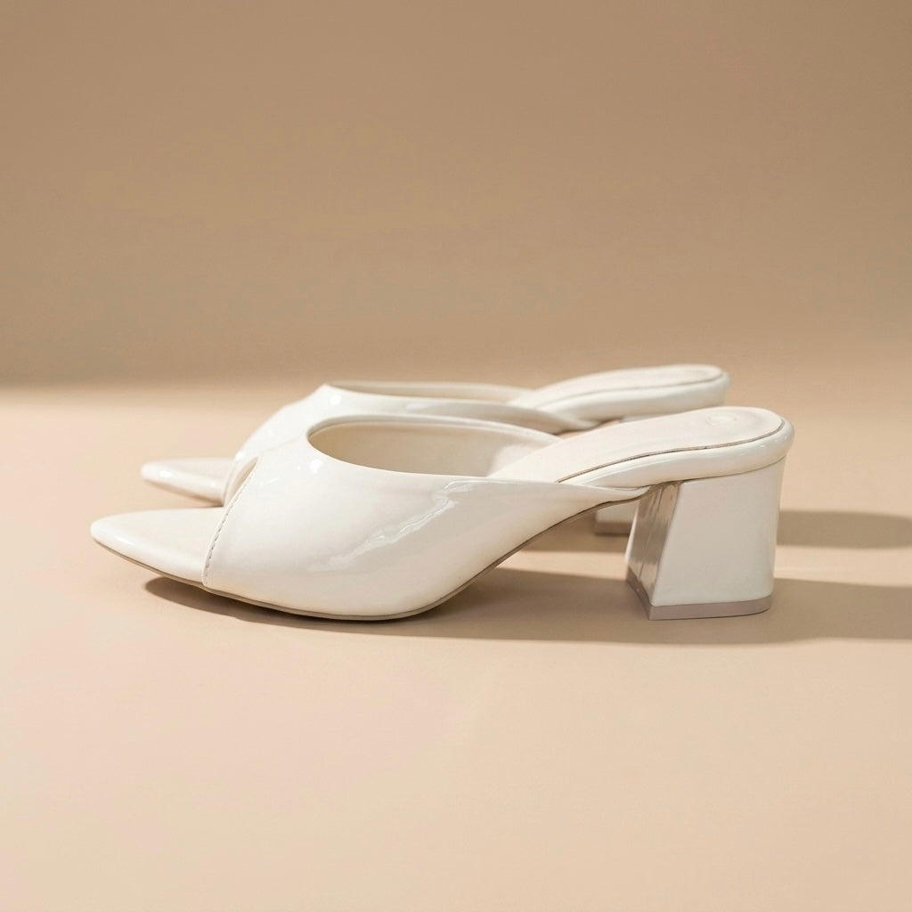 Sora Heels Cream Cushioned Block Heels for All-Day Office Comfort