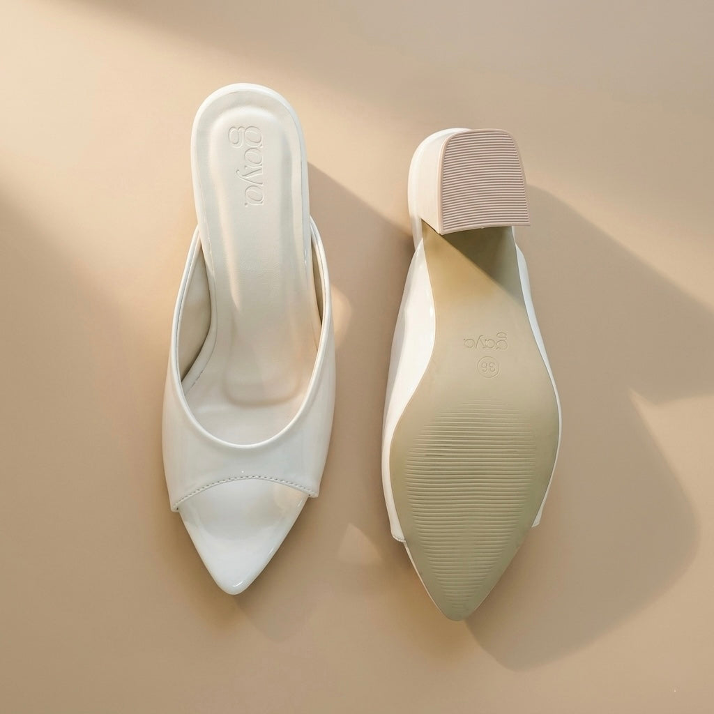 Sora Heels Cream Cushioned Block Heels for All-Day Office Comfort