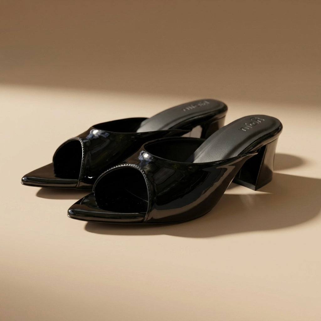 Sora Heels Black Cushioned Block Heels for All-Day Office Comfort