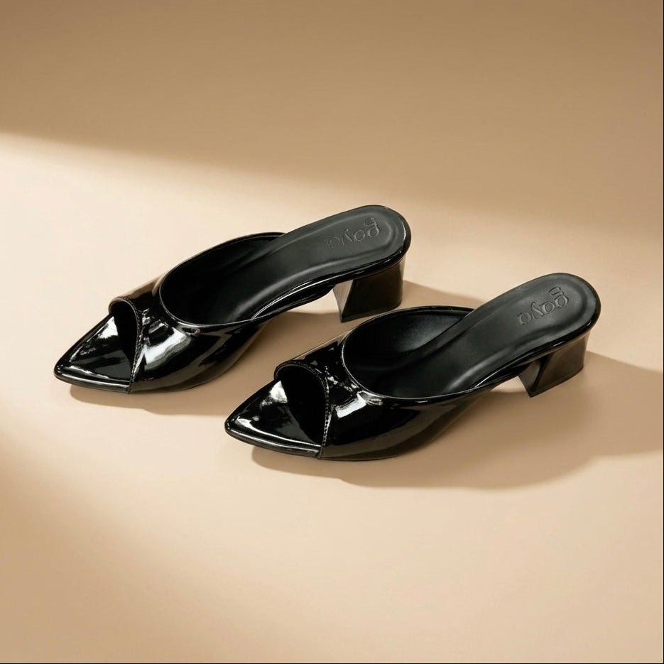 Sora Heels Black Cushioned Block Heels for All-Day Office Comfort