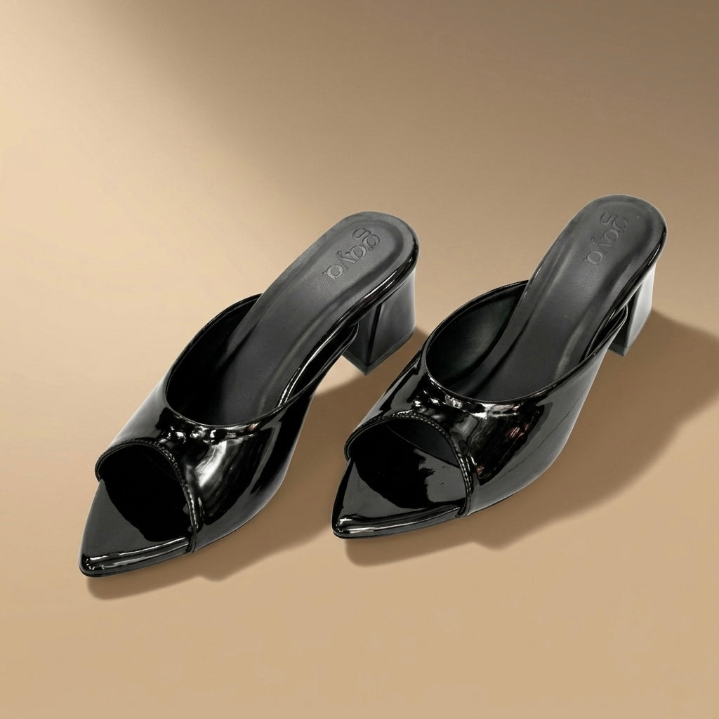 Sora Heels Black Cushioned Block Heels for All-Day Office Comfort