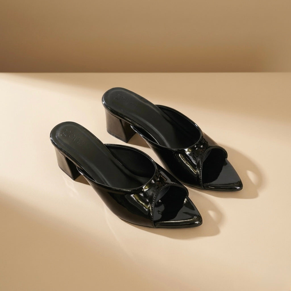 Sora Heels Black Cushioned Block Heels for All-Day Office Comfort